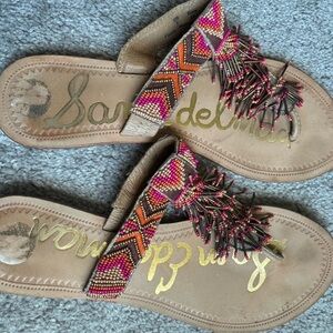 Sam Edelman Beaded Sandals - Tan and Pink